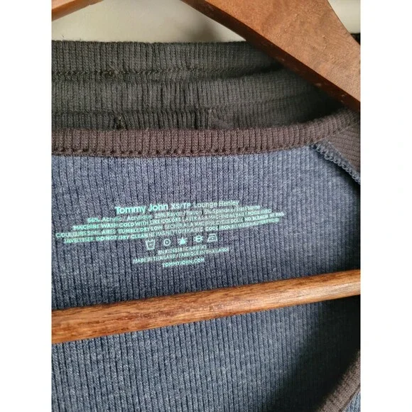 Tommy John Lounge Henley Medium Blue Black Maroon Thermal/cotton Jogger Set XS - Picture 2 of 8